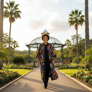 Kimono wax femme long coloré mi-saison