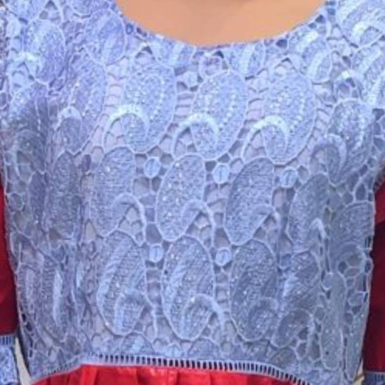 Robe bazin guipure dentelle rouge bleu