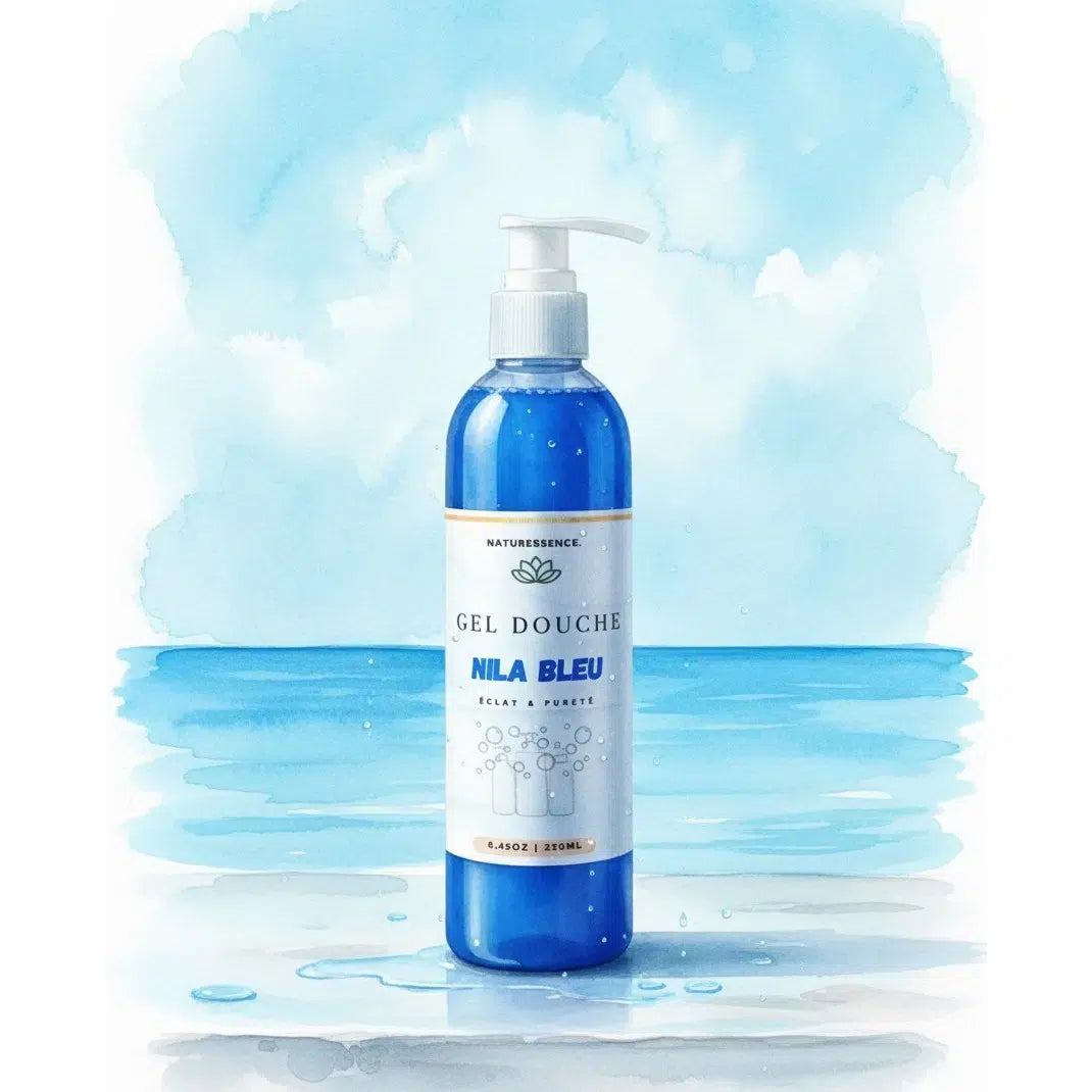 Gel Douche Éclat Nila Bleu, Niacinamide &amp; Acide Hyaluronique – Peau Lumineuse