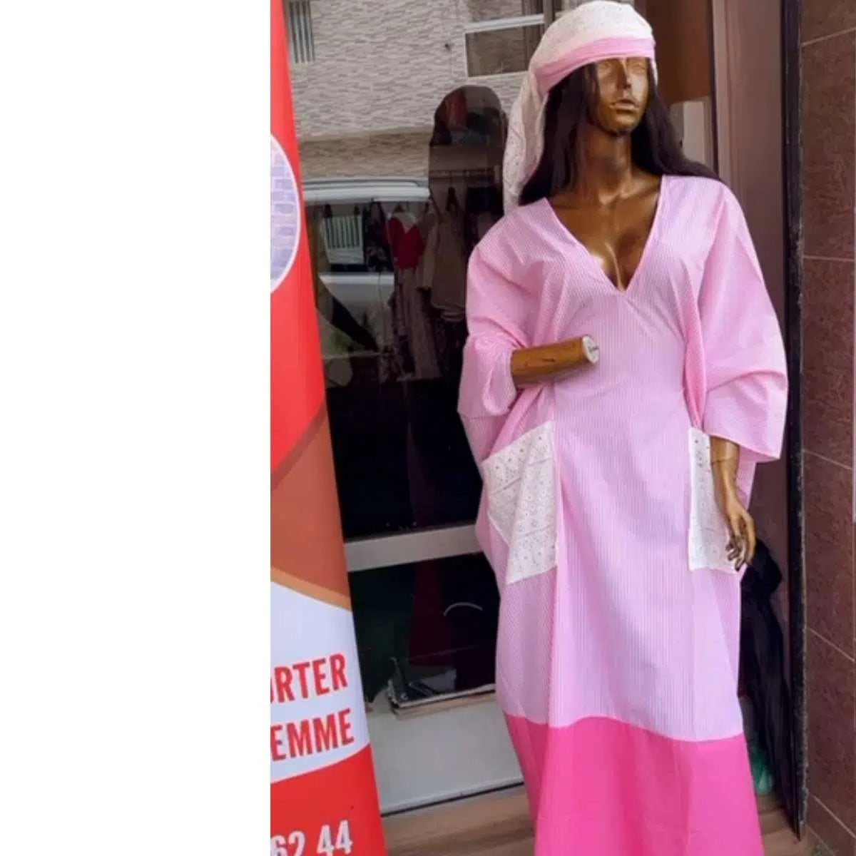 Tunique femme rose en coton col V