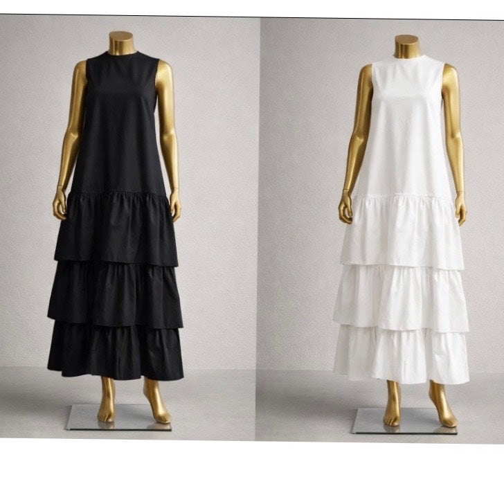 Robe été femme longue bohème chic fluide, sans manches coton, élégante