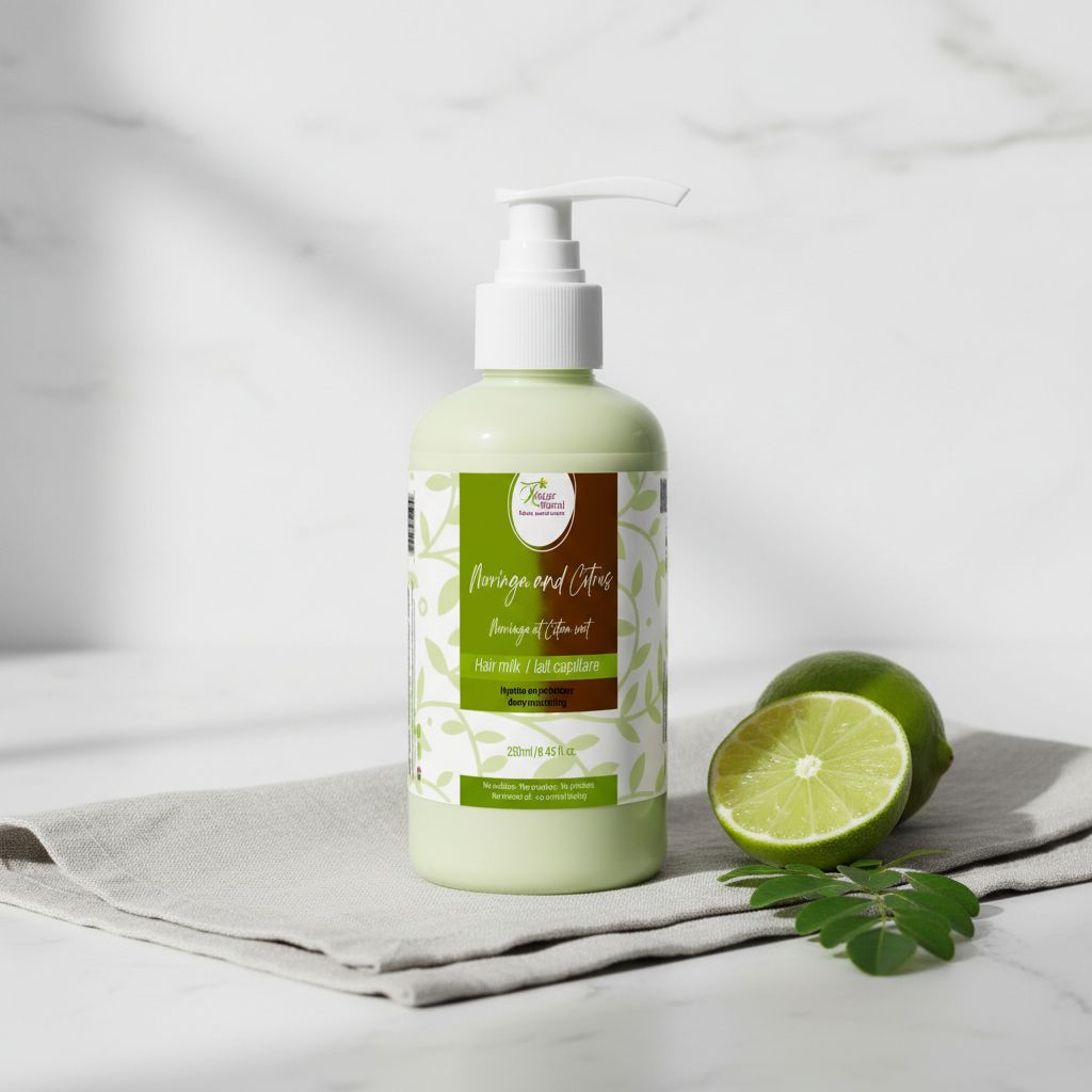 Lait capillaire naturel moringa et citron vert – Hydratant cheveux secs