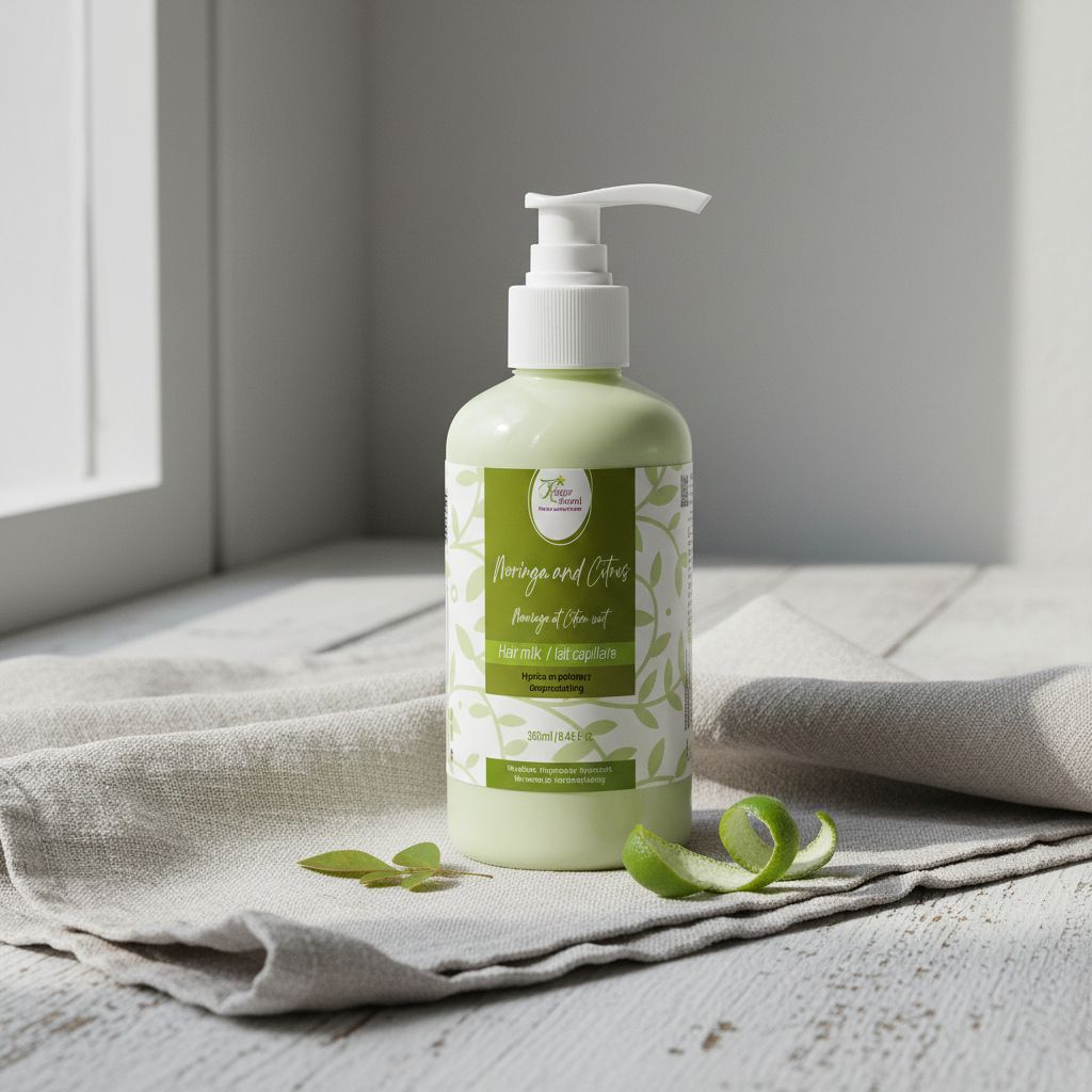 Lait capillaire naturel moringa et citron vert – Hydratant cheveux secs