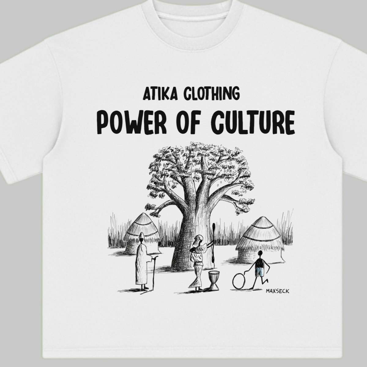 Tshirt artisanal Sénégal unisexe blanc coton