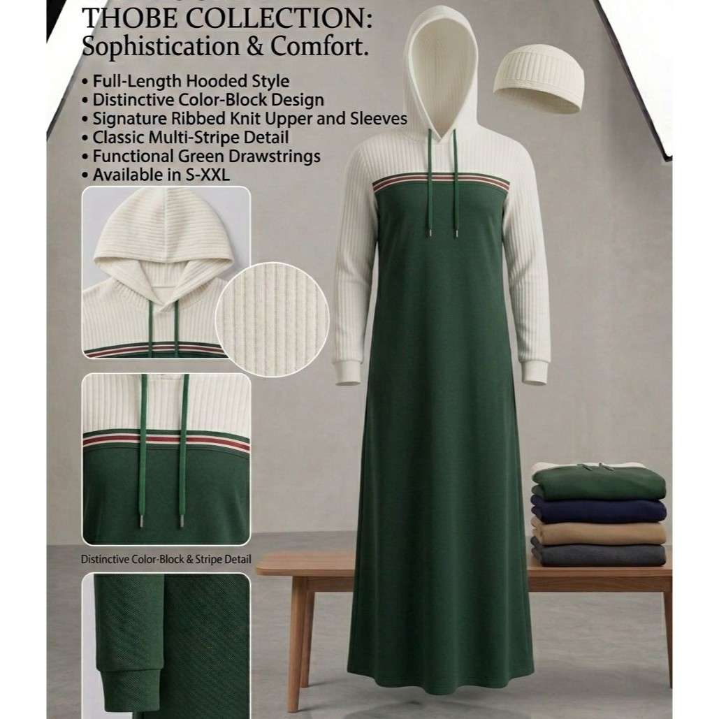 Diallabé à capuche unisexe color block confortable coton élégant