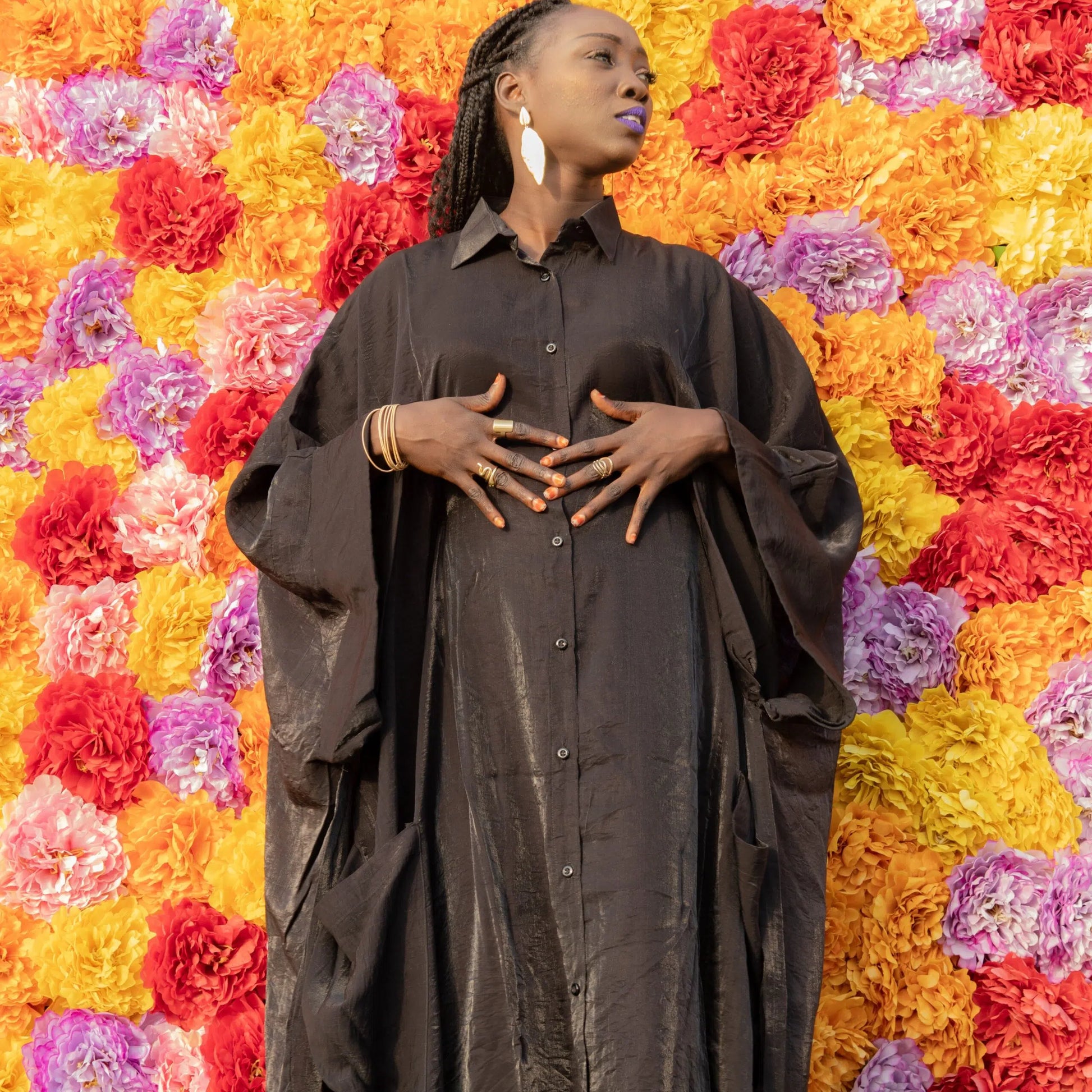 Robe Chemise Longue Chocolat Luxe Flow Élegance Contemporaine