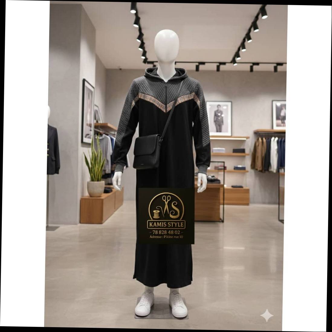 Qamis homme moderne style pull, élégant et confortable, bleu marine ou noir