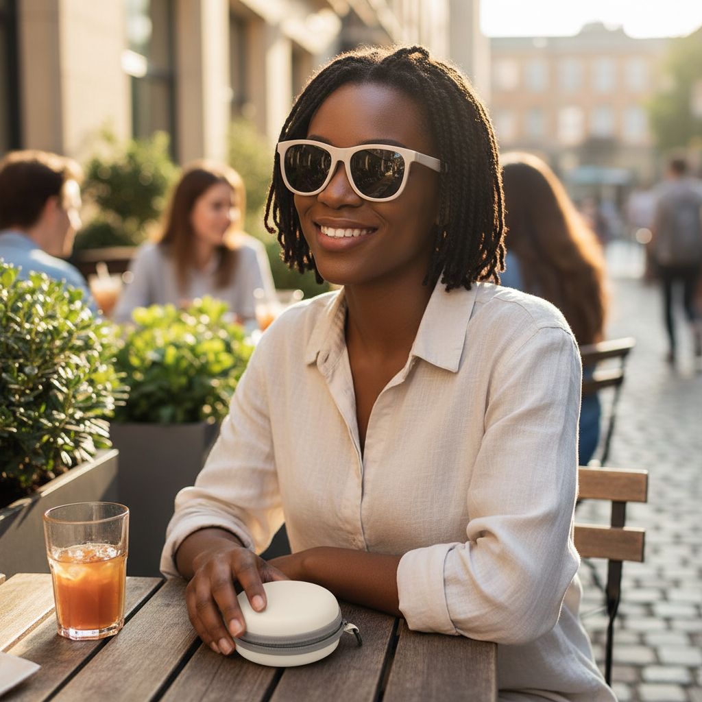 Lunettes de soleil pliables avec étui rigide, légères et design minimaliste