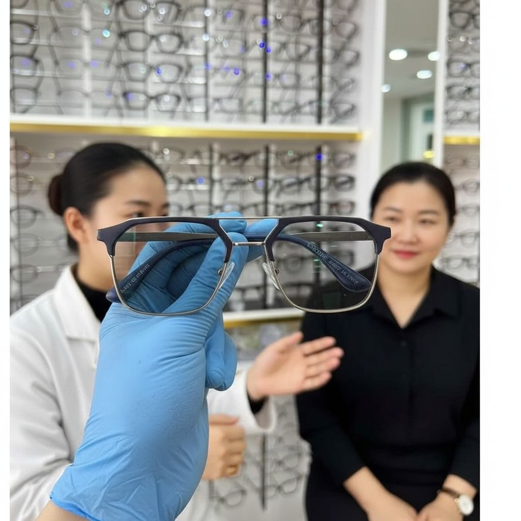 Lunettes de vue modernes ESSENTIA monture carrée noire argent design italien