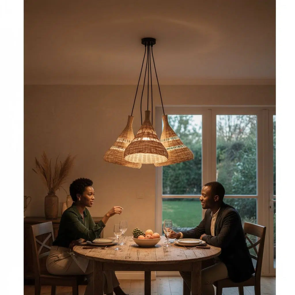 Lustre osier naturel bohème chic