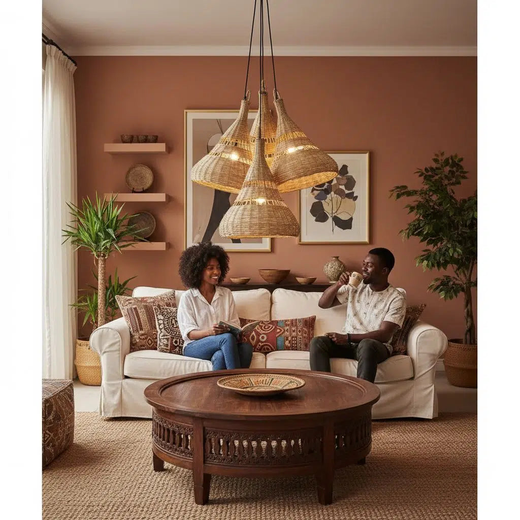 Lustre osier naturel bohème chic