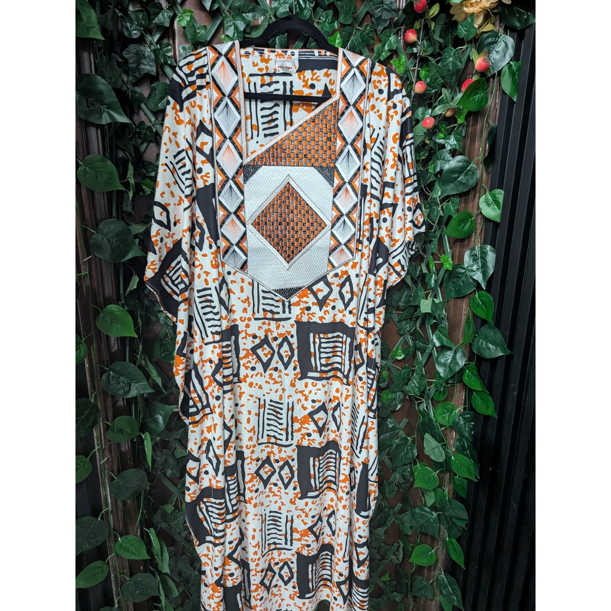 Boubou long en wax brodé femme multicolore en coton