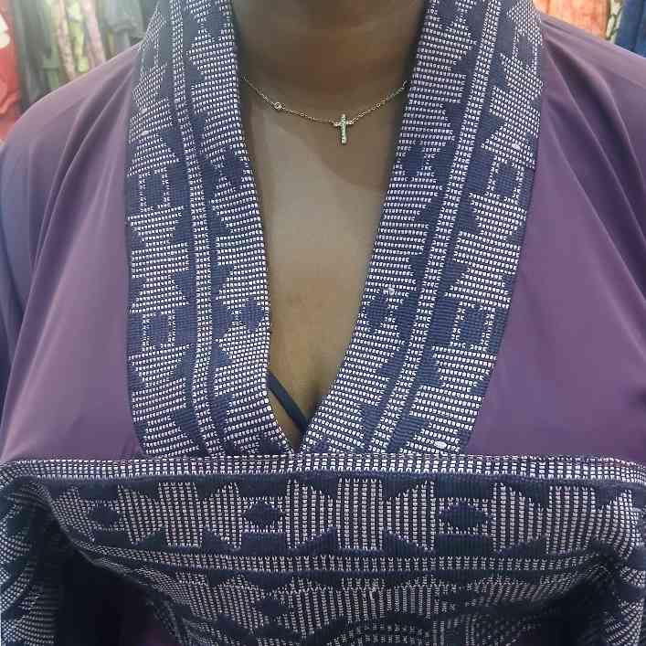 Robe boubou femme soie et pagne tissé élégante, longue, manches larges