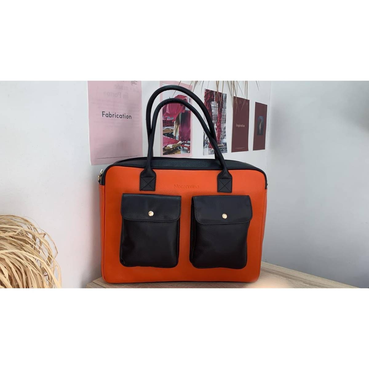 Sac ordinateur cuir femme Fatima en cuir vachette pleine fleur élégant (30x40)