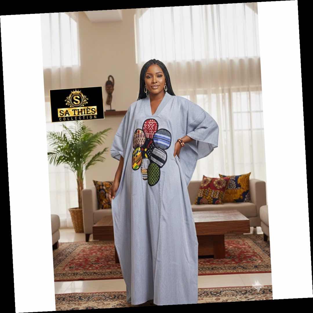 Boubou femme vert moderne – Robe longue africaine chic et ample ethnique