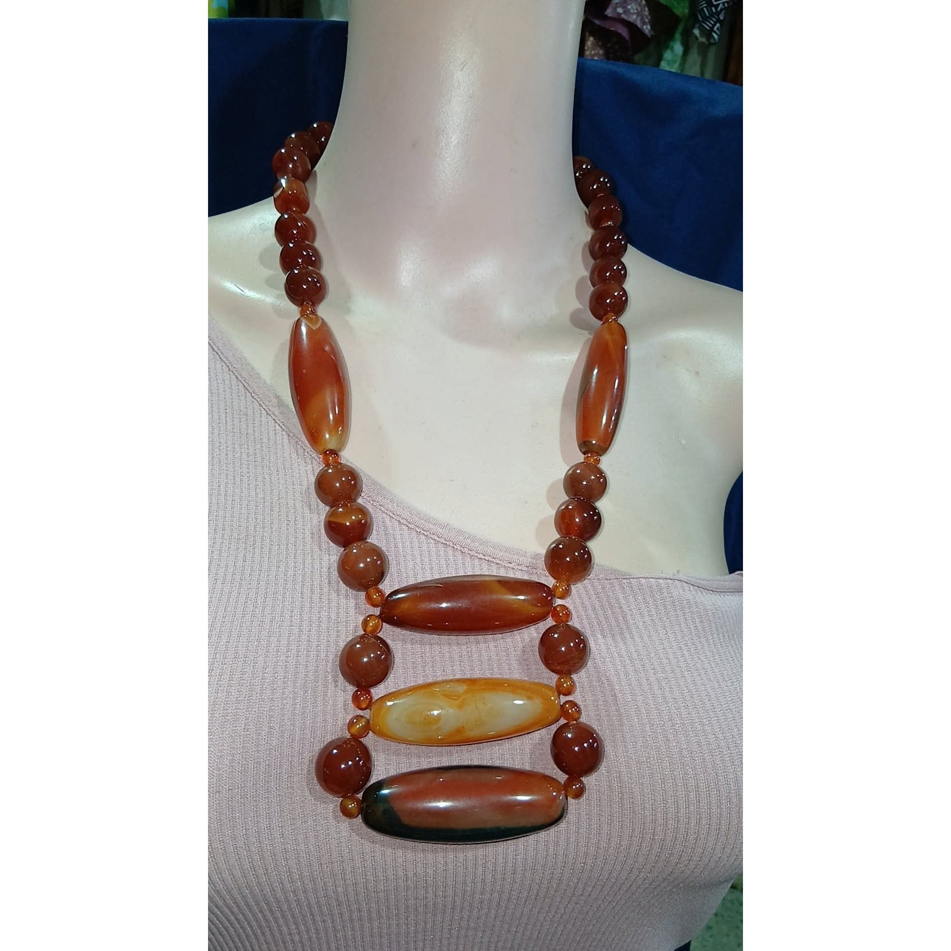 Collier en perles naturelles marron – Bijou artisanal fait main unique femme