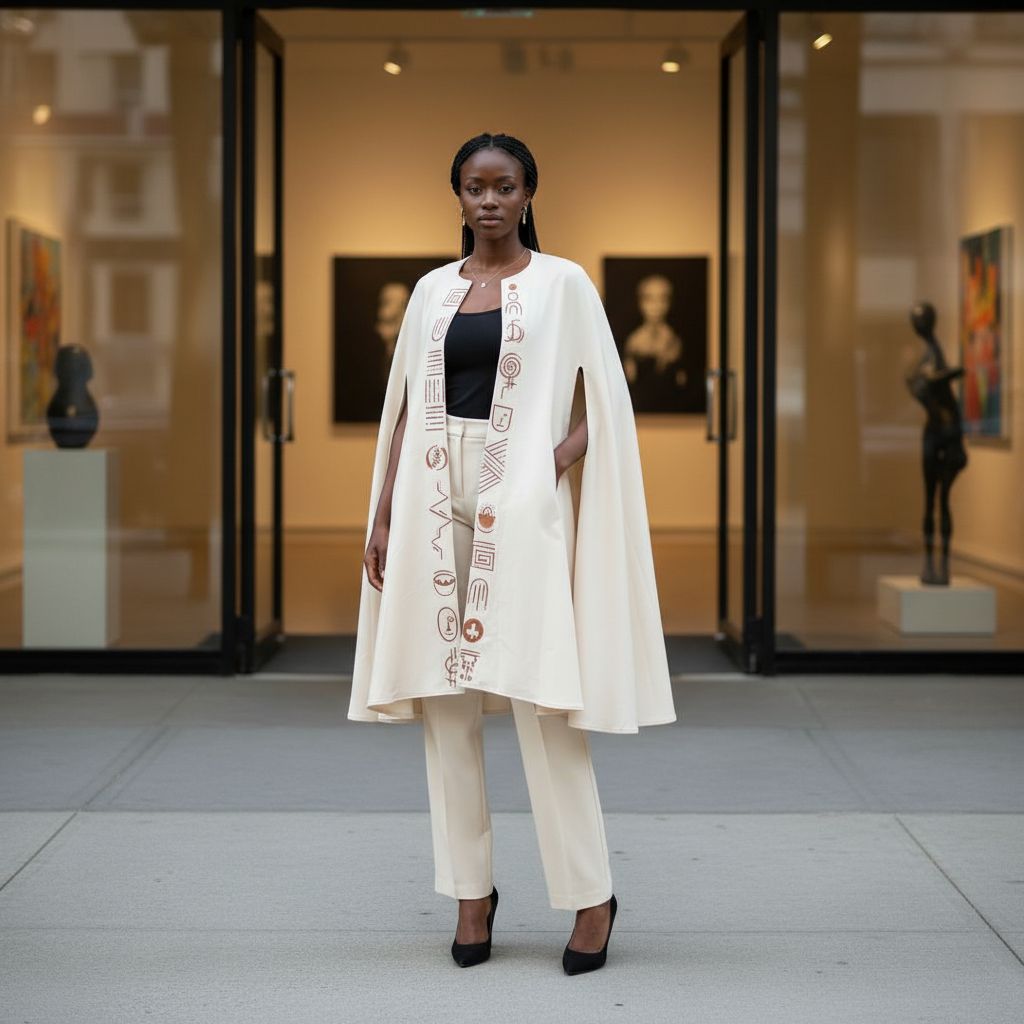 Manteau femme original motif africain peint main – Cape élégante ethnique