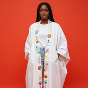 Manteau kimono blanc unisexe en coton