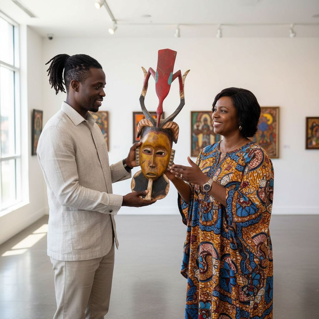 Masque africain en bois peint à la main