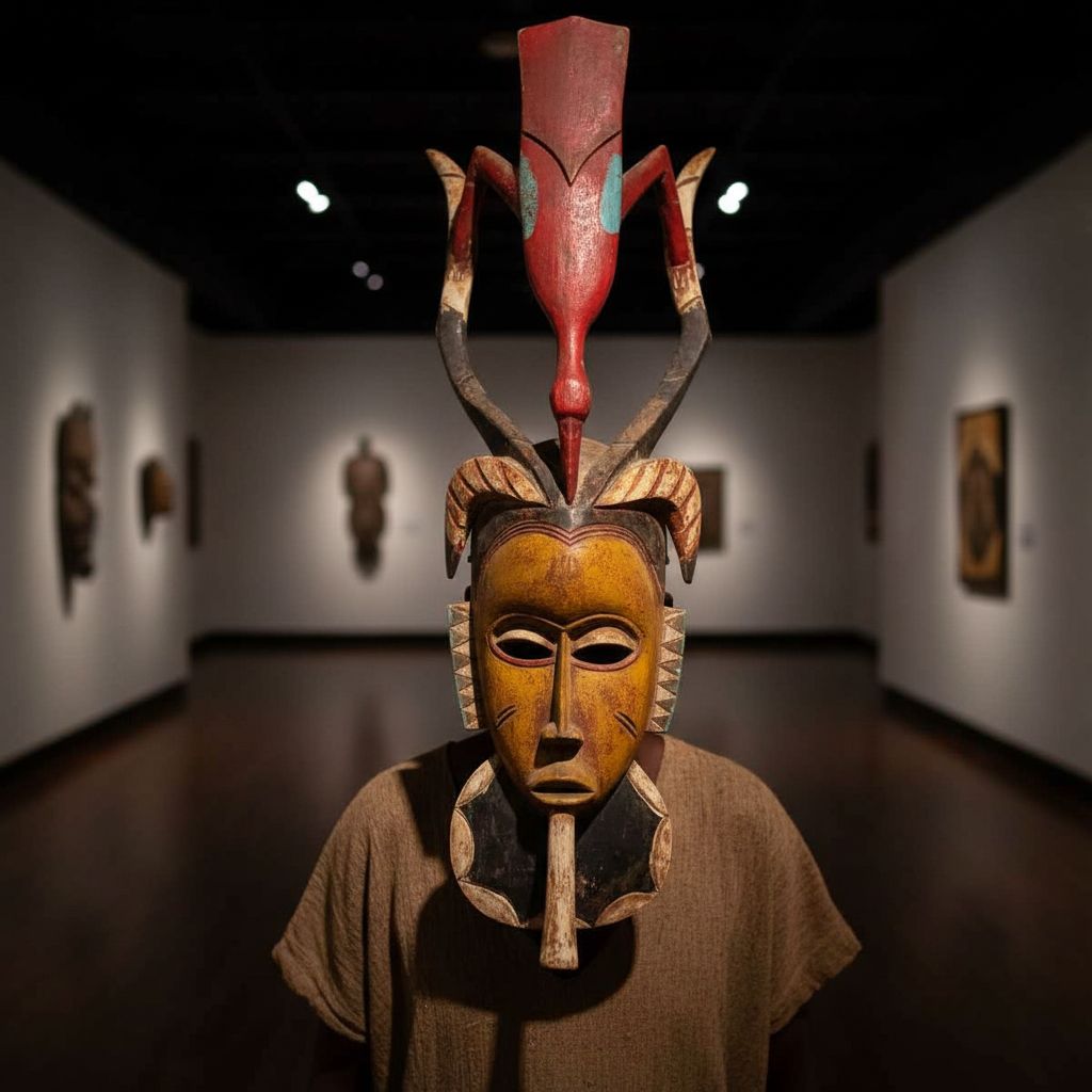 Masque africain en bois peint à la main