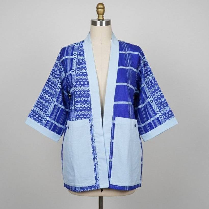 Kimono femme ethnique artisanal en coton lin, style japonais revisité