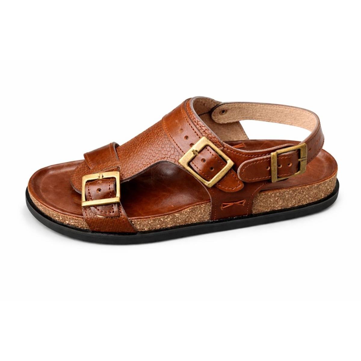 Sandale cuir homme marron