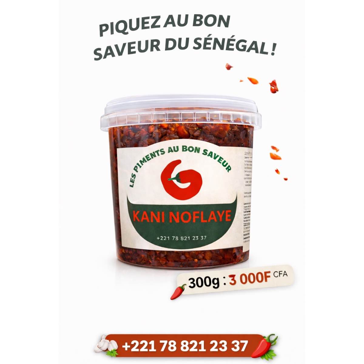Pot de piment sénégalais 300 gr Kani Noflaye – Épices africaines authentiques