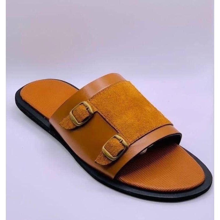 Sandale en cuir homme confortable orthopédique, semelle antidérapante