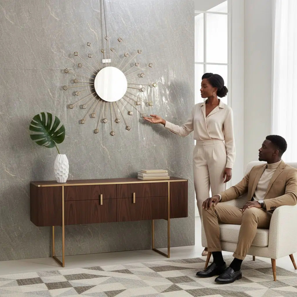 Miroir mural design doré soleil – Décoration murale élégante et moderne
