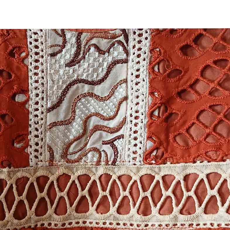 Ensemble jupe femme marron beige brodée bohème chic et haut élégant