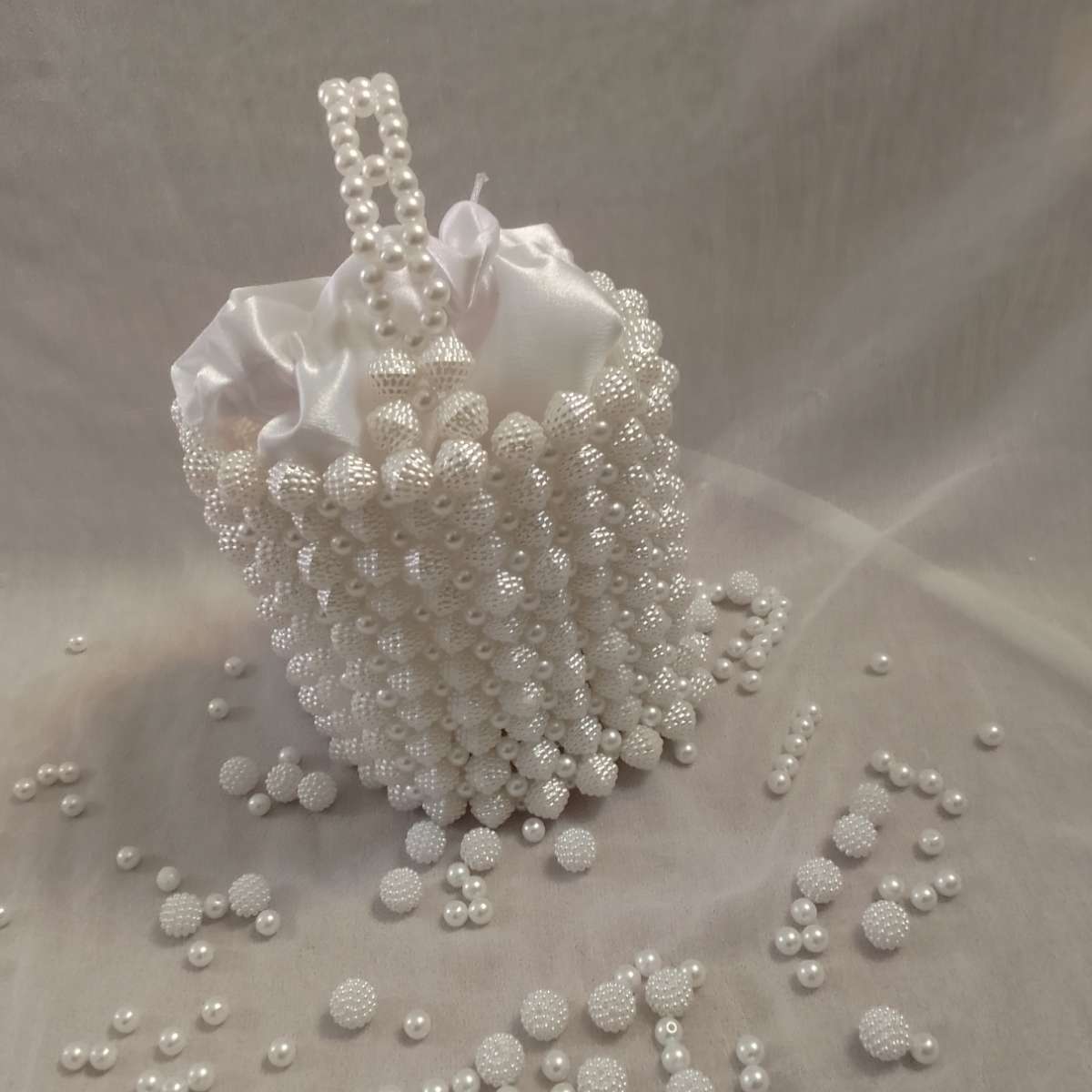 Sac en perle blanc chic, pochette élégante soirée mariage femme
