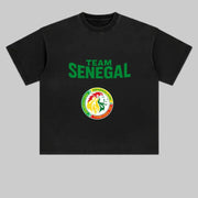 Tshirt Team Senegal – T-shirt supporter noir, coupe ample homme/femme