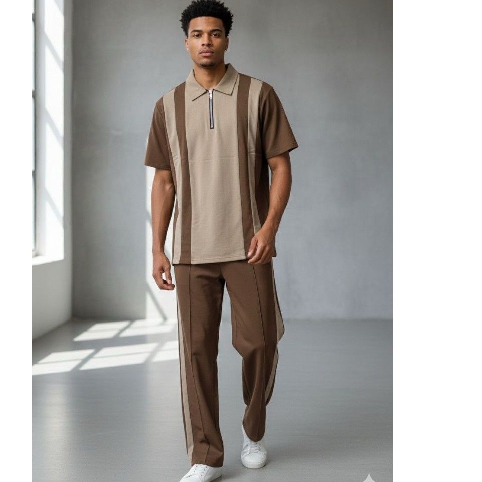 Ensemble homme polo et pantalon élégant, style casual chic confortable