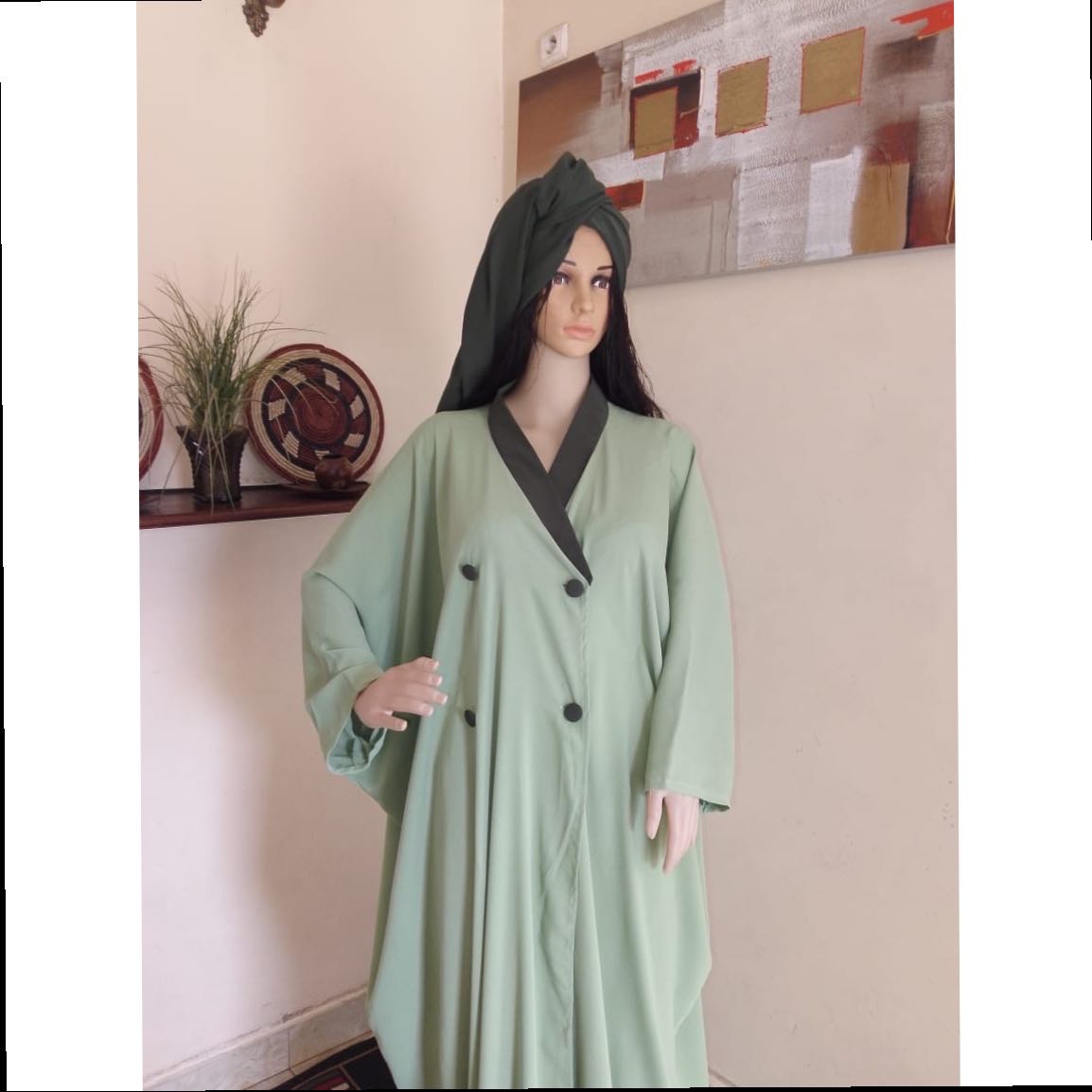 Tunique verte femme ample en coton