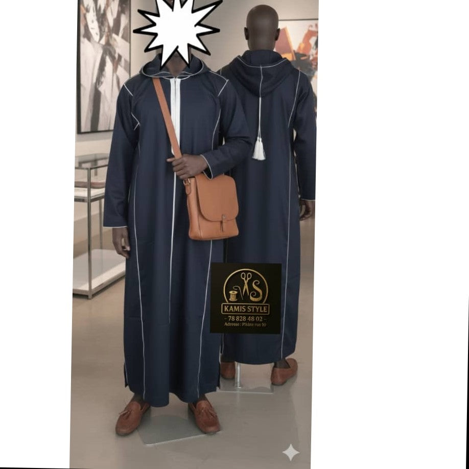 Qamis homme moderne style pull, élégant et confortable, bleu marine ou noir