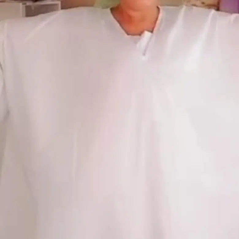 Demi boubou femme blanc vert ample en coton