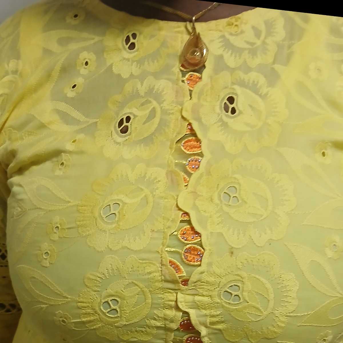 Ensemble femme brodé élégant, tenue longue ajourée cérémonie multicolore