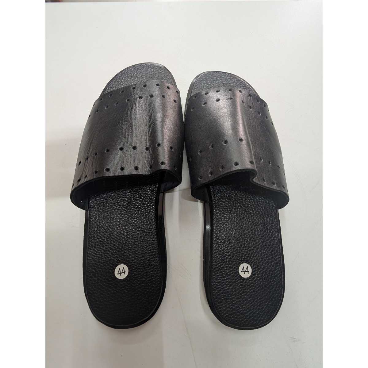 Sandales cuir homme noires respirantes et antidérapantes (Taille 44)