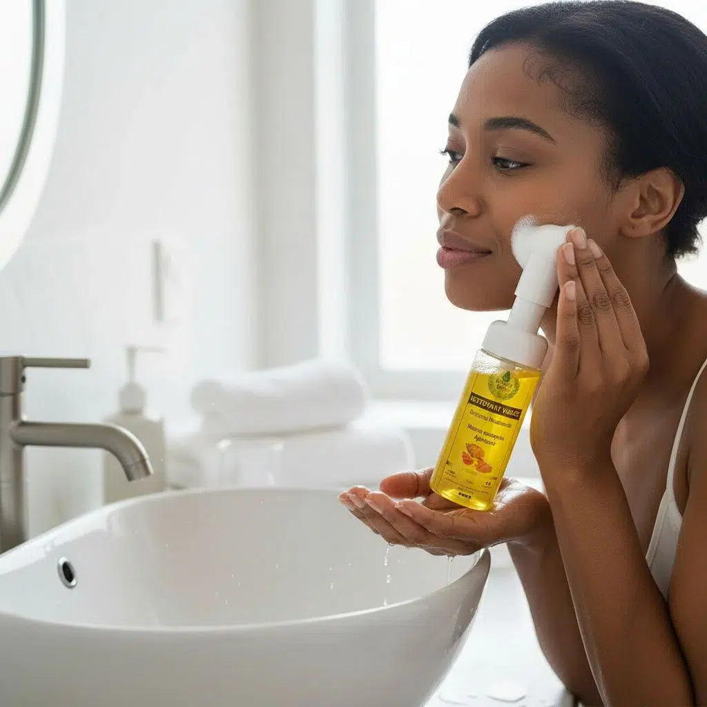 Mousse nettoyante visage au curcuma avec niacinamide et collagène (60ml)