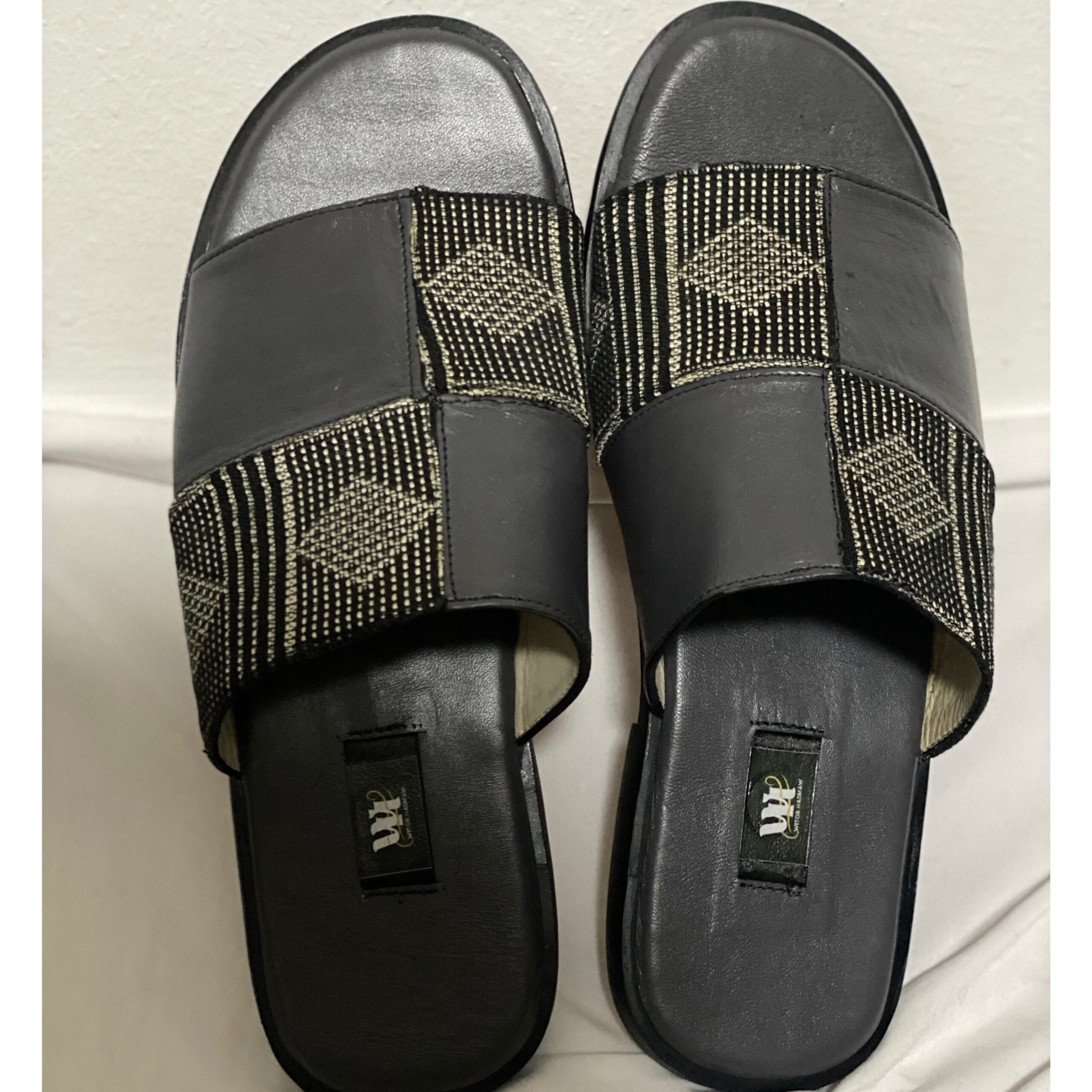 Sandale homme pagne tissé gris en cuir