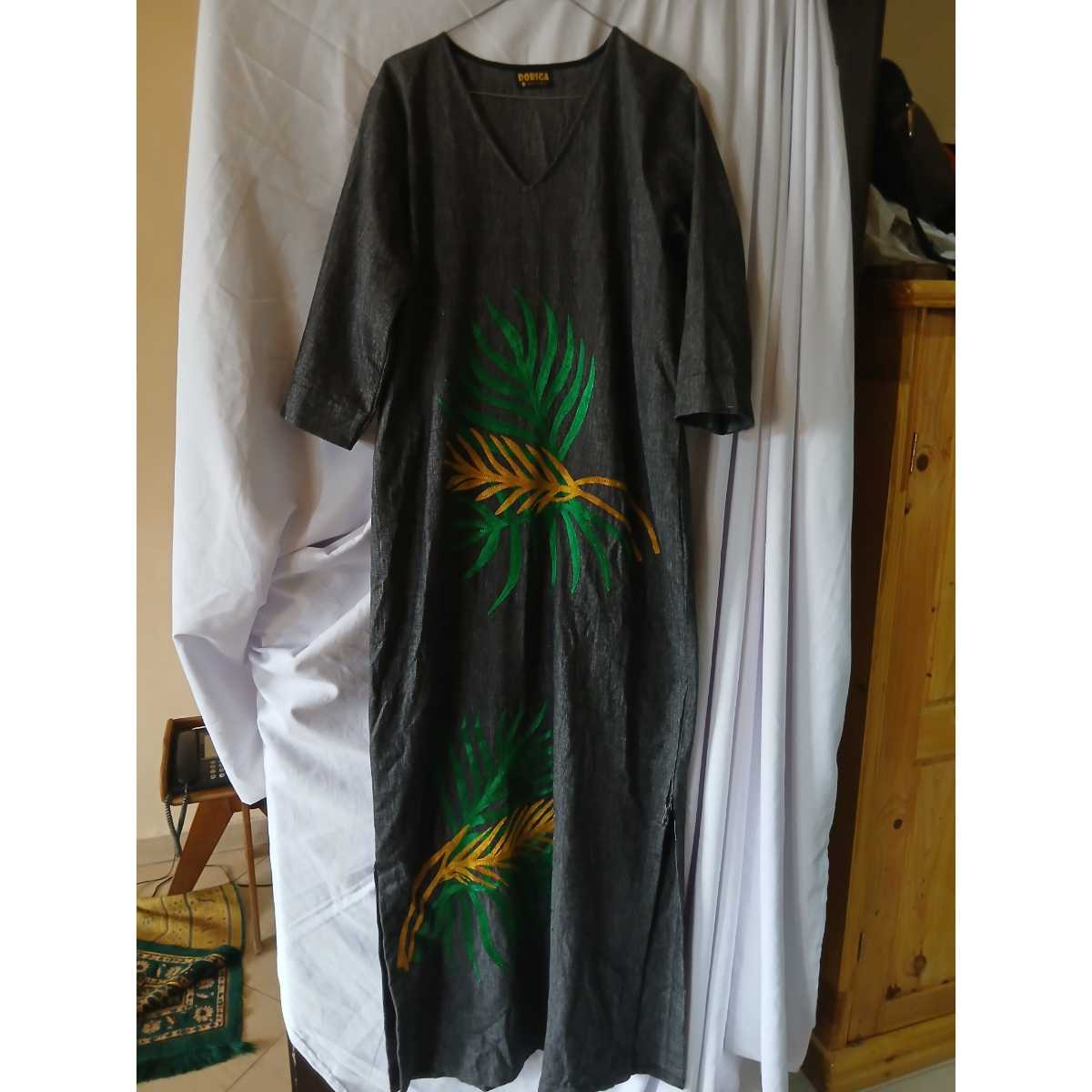 Robe longue lin femme brodée élégante