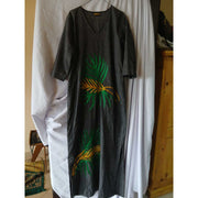 Robe longue lin femme brodée élégante