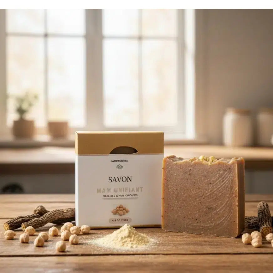Savon anti taches visage naturel Réglisse &amp; Pois chiches – Éclat et teint unifié