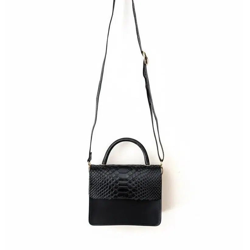 Sac à main femme cuir Serpent noir JC