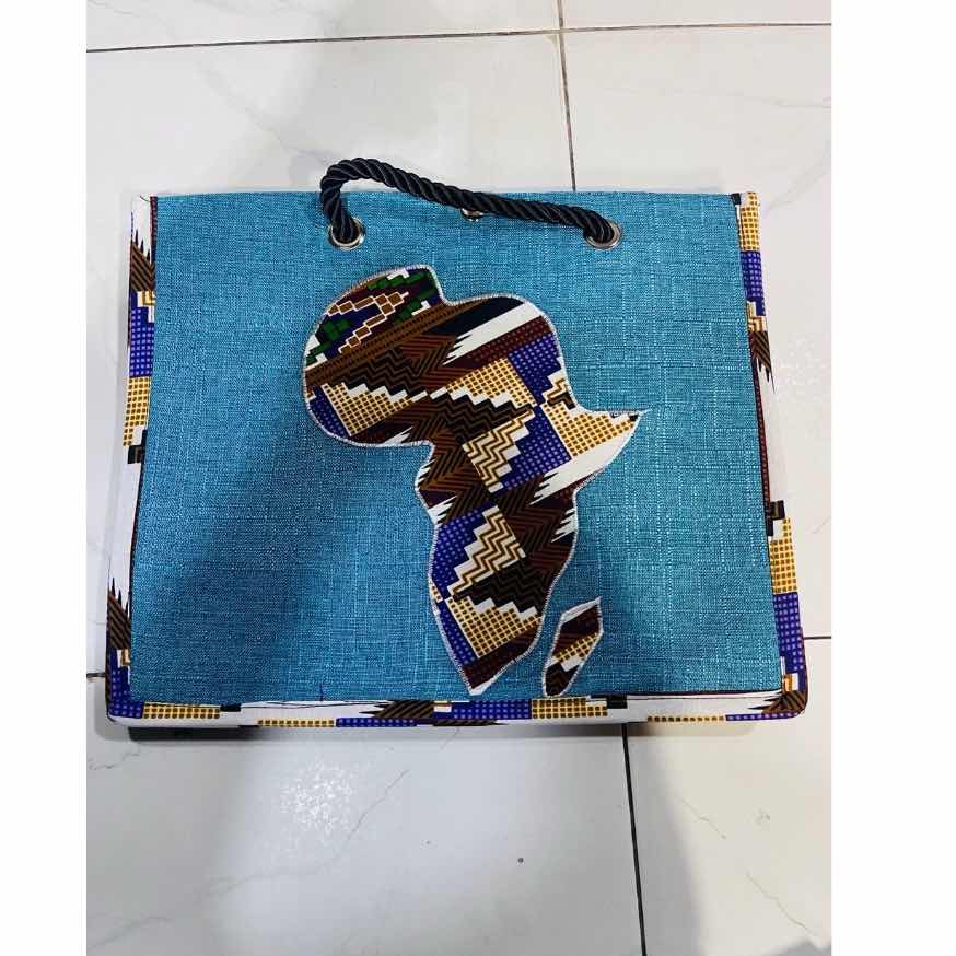 Sac à main artisanal femme, cabas en toile motif africain wax, grande capacité