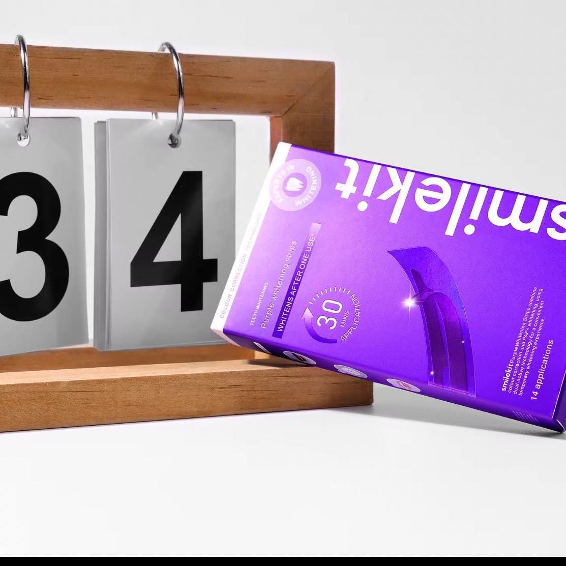 Bandes blanchissantes dents SmileKit Violet – Blanchiment dentaire maison efficace