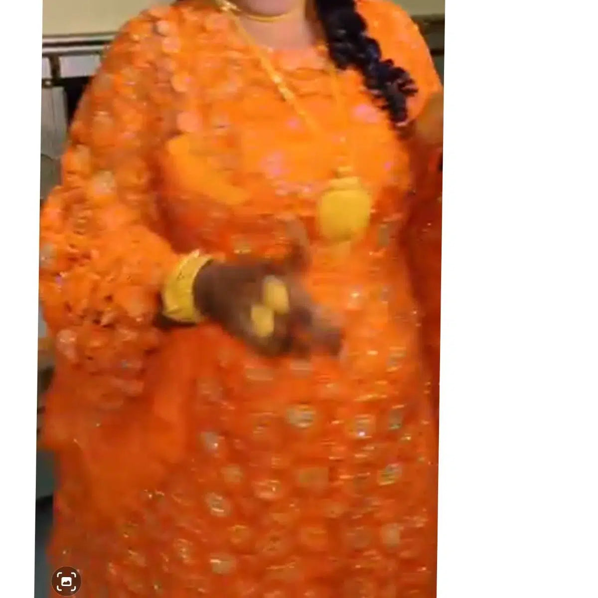 Robe Cérémonie mariage bapteme Orange Brocart Éclatant - Élégance Ample