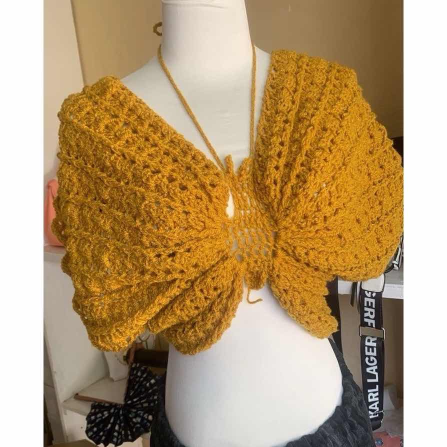 Boléro crochet femme papillon – Haut bohème chic fait main toutes tailles