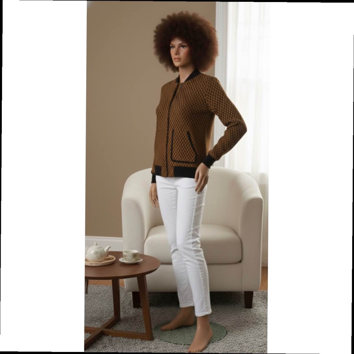 Pull wax homme noir et jaune moutarde, veste zipper grande poche chic