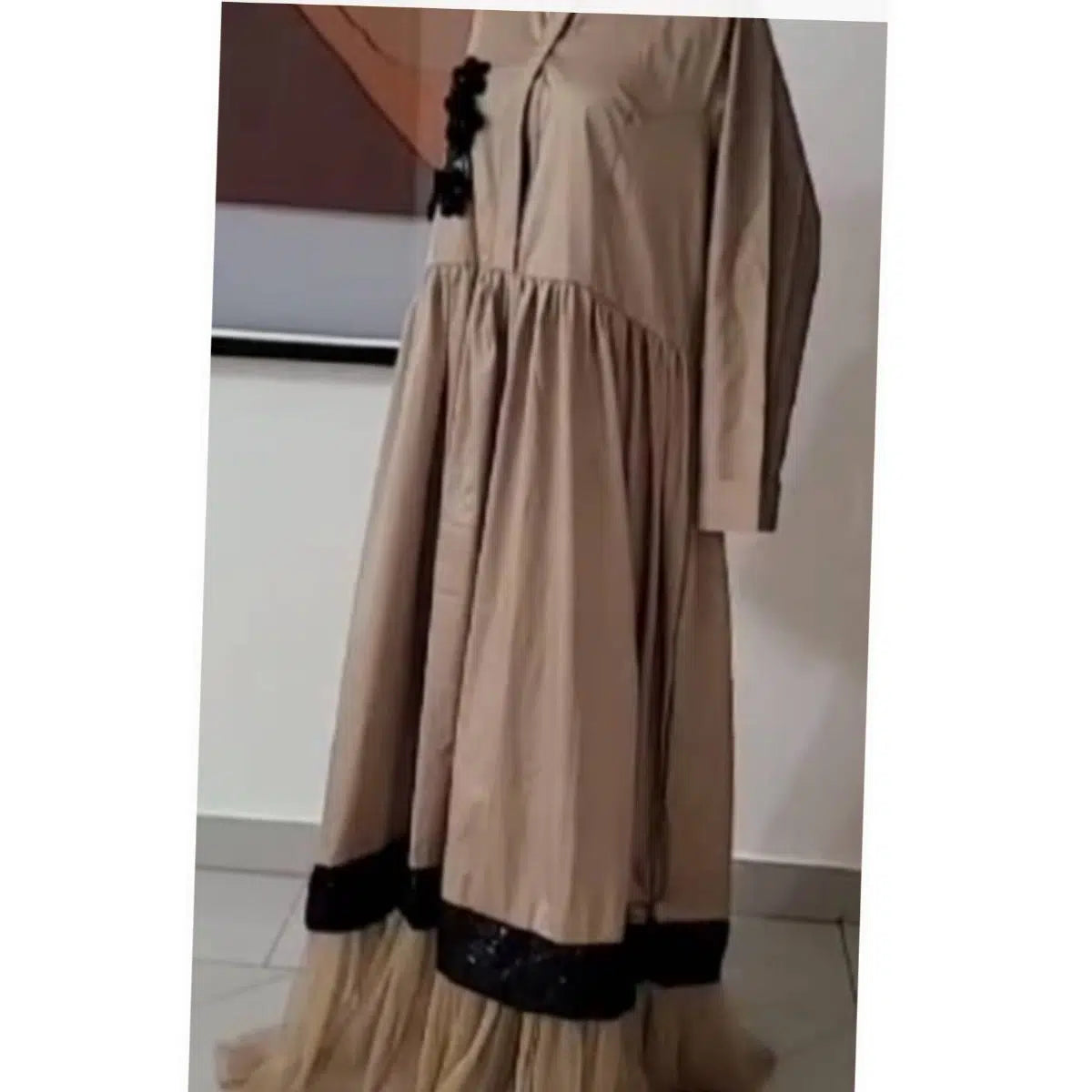 Robe marron femme longue élégante, fluide coton, chic automne hiver